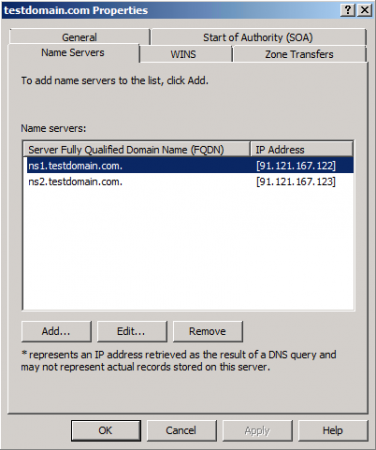 DNS Name server editing